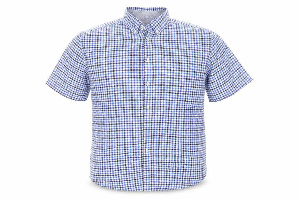 Mens UK Size L M&S Blue  Button-Up Short Sleeve Casual Shirt