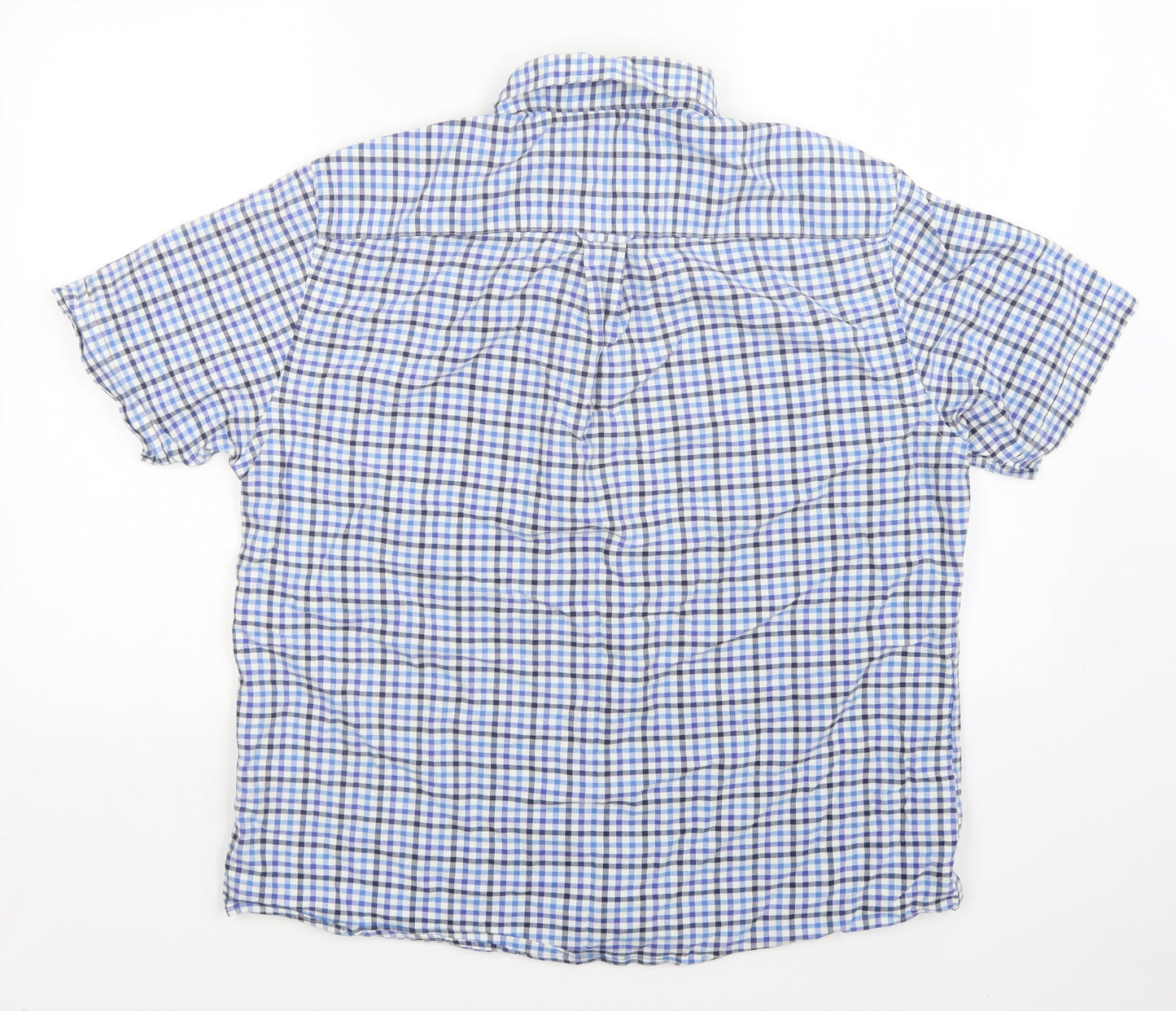 Mens UK Size L M&S Blue  Button-Up Short Sleeve Casual Shirt
