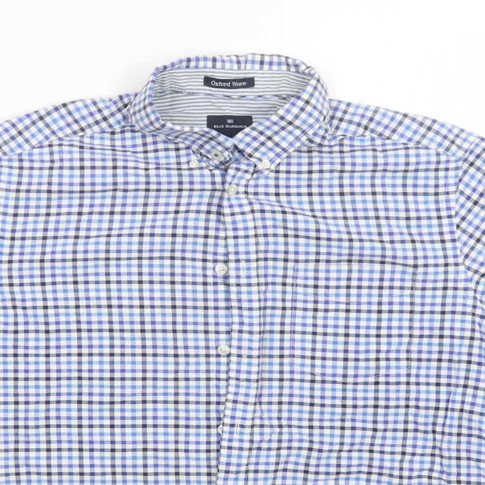 Mens UK Size L M&S Blue  Button-Up Short Sleeve Casual Shirt