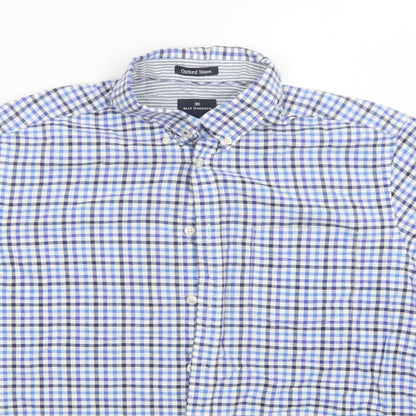 Mens UK Size L M&S Blue  Button-Up Short Sleeve Casual Shirt