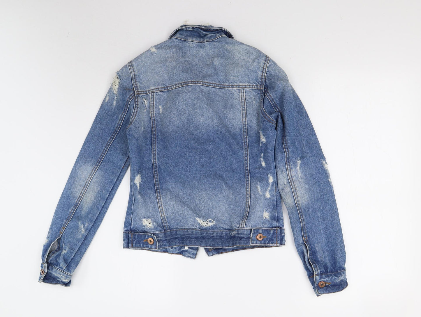 Primark Womens Blue  Denim Jacket  Size 4  - Distressed