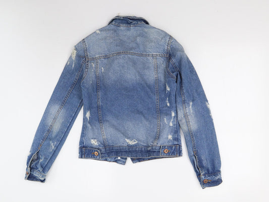 Primark Womens Blue  Denim Jacket  Size 4  - Distressed