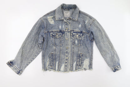 Primark Womens Blue  Denim Jacket  Size 8  - Distressed