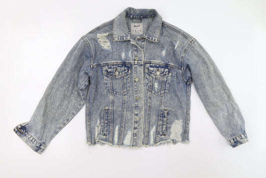 Primark Womens Blue  Denim Jacket  Size 8  - Distressed