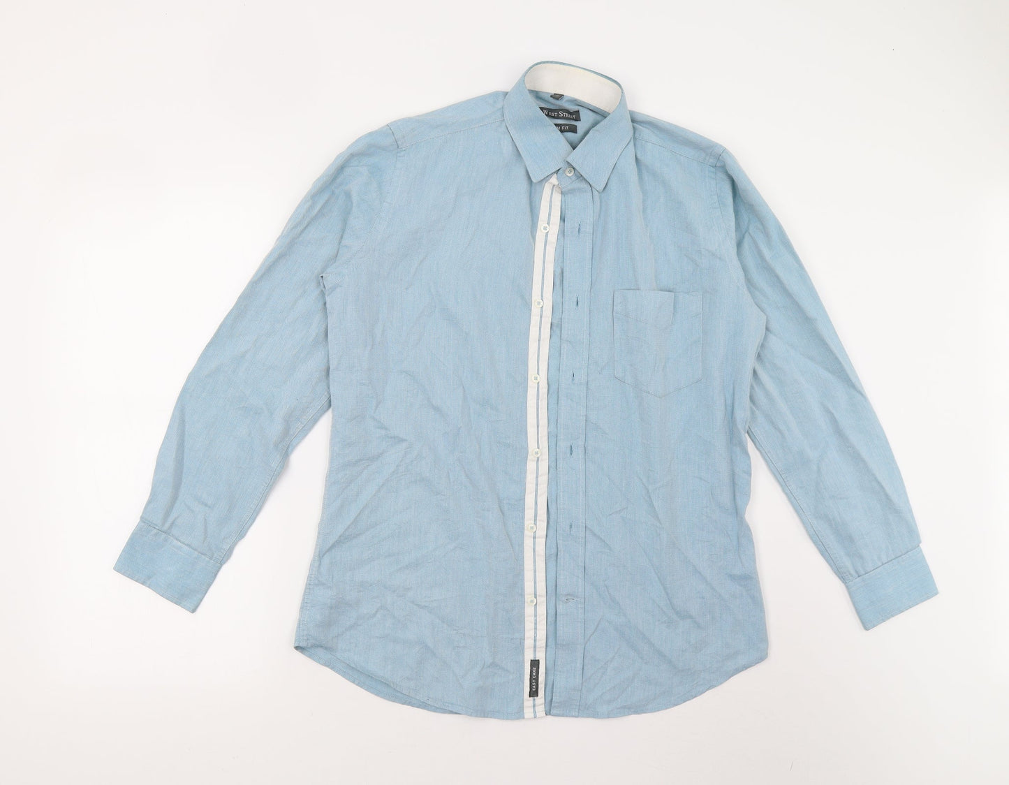 West Street Mens Blue    Button-Up Size 15.5