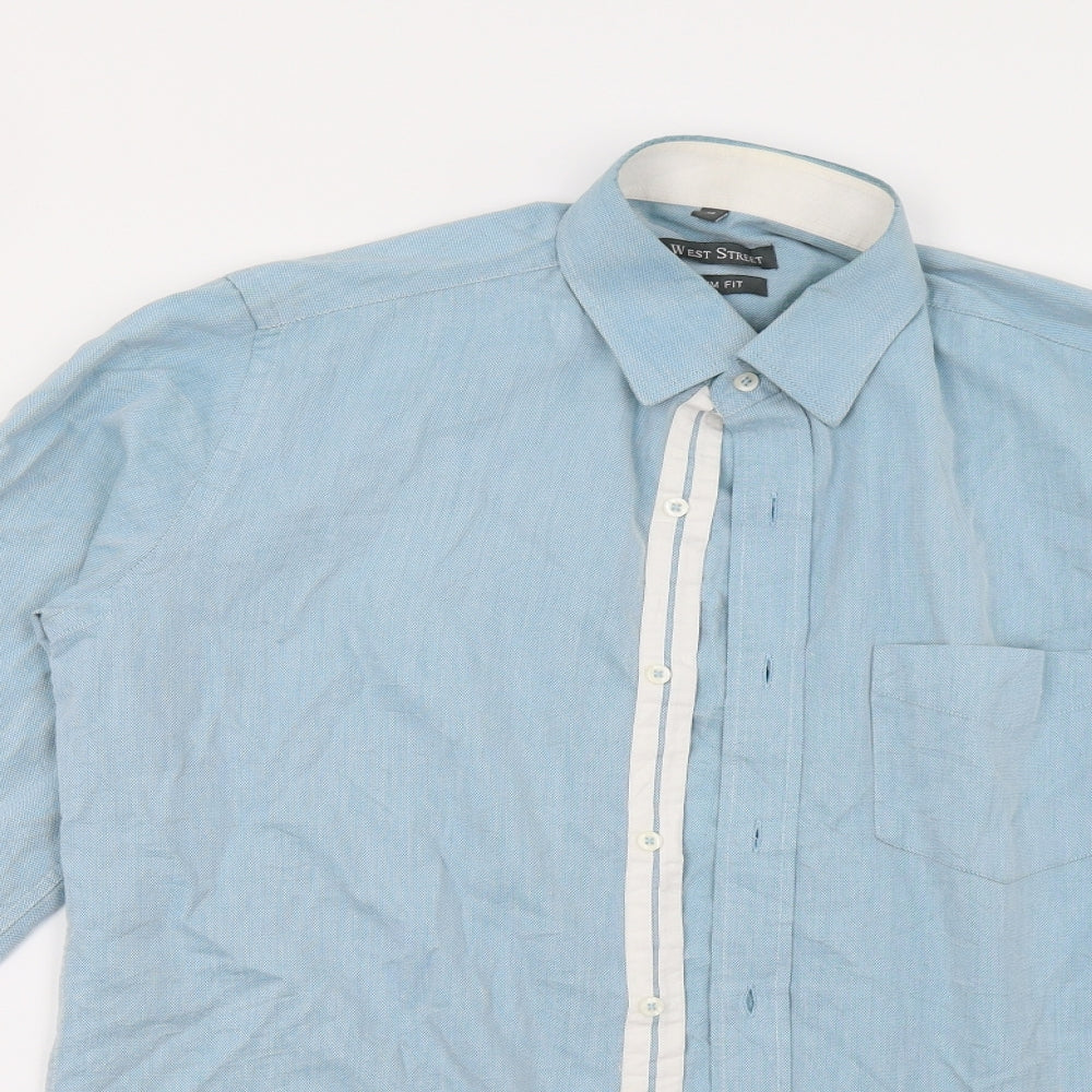 West Street Mens Blue    Button-Up Size 15.5