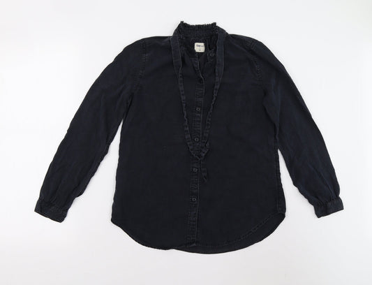 Womens UK Size S Gap Black Basic Button-Up
