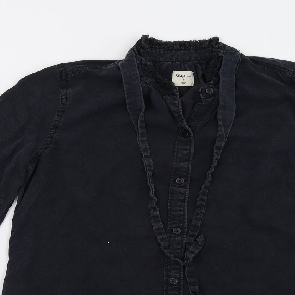 Womens UK Size S Gap Black Basic Button-Up