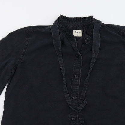 Womens UK Size S Gap Black Basic Button-Up