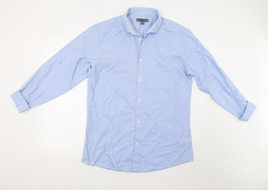 Primark Mens Blue Check   Button-Up Size 16