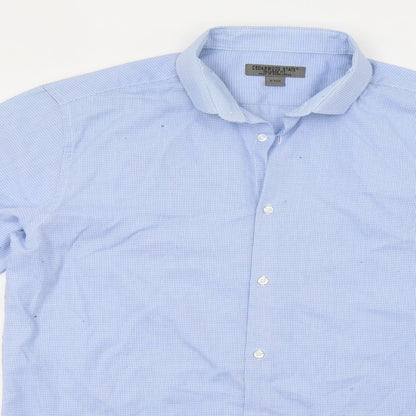Primark Mens Blue Check   Button-Up Size 16