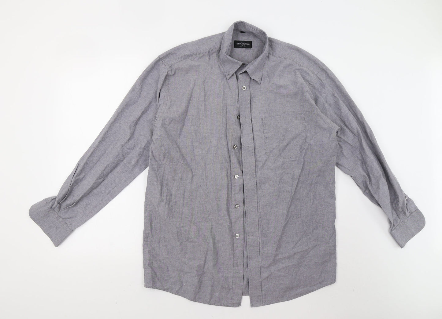 Russell Collection Mens Grey    Button-Up Size 15.5