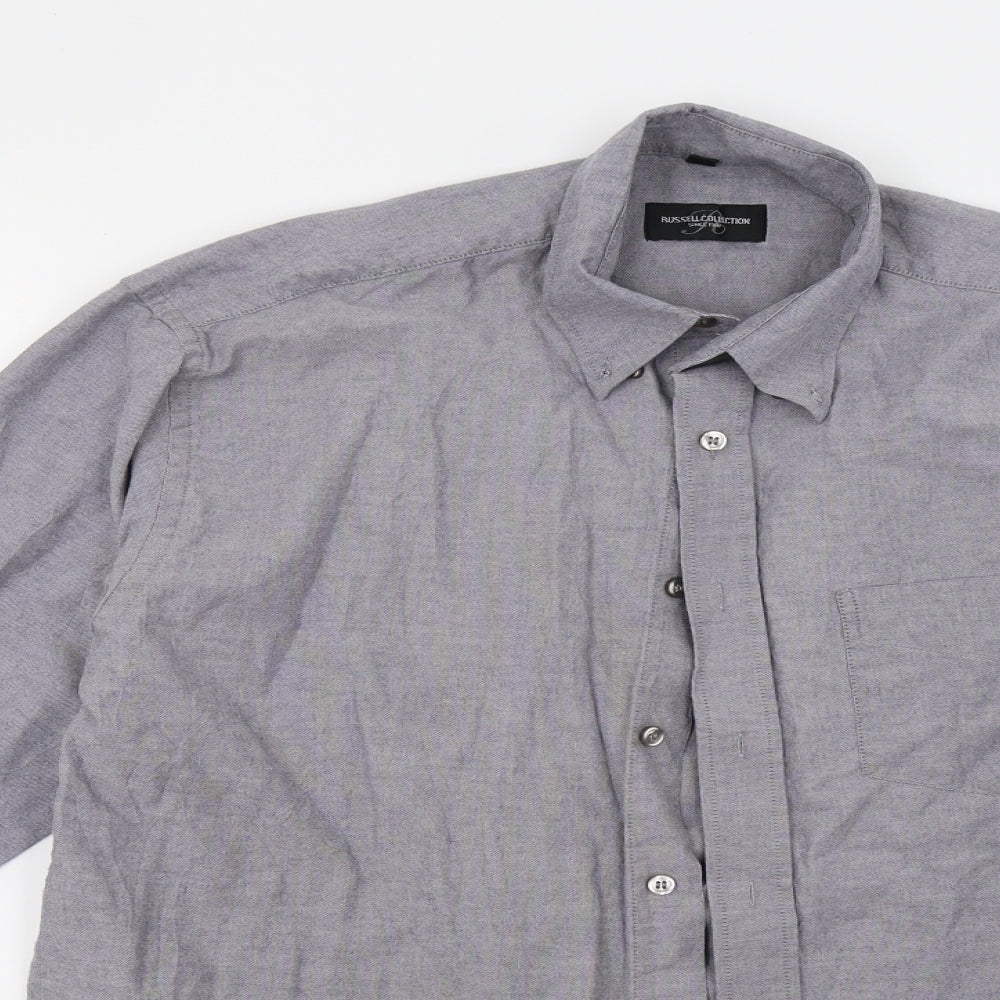 Russell Collection Mens Grey    Button-Up Size 15.5