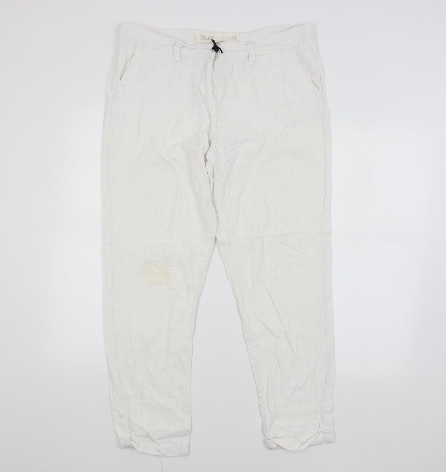 Womens UK Size 14 NEXT Regular Fit Chino White Trousers
