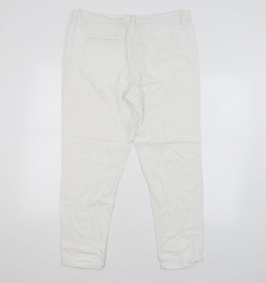 Womens UK Size 14 NEXT Regular Fit Chino White Trousers