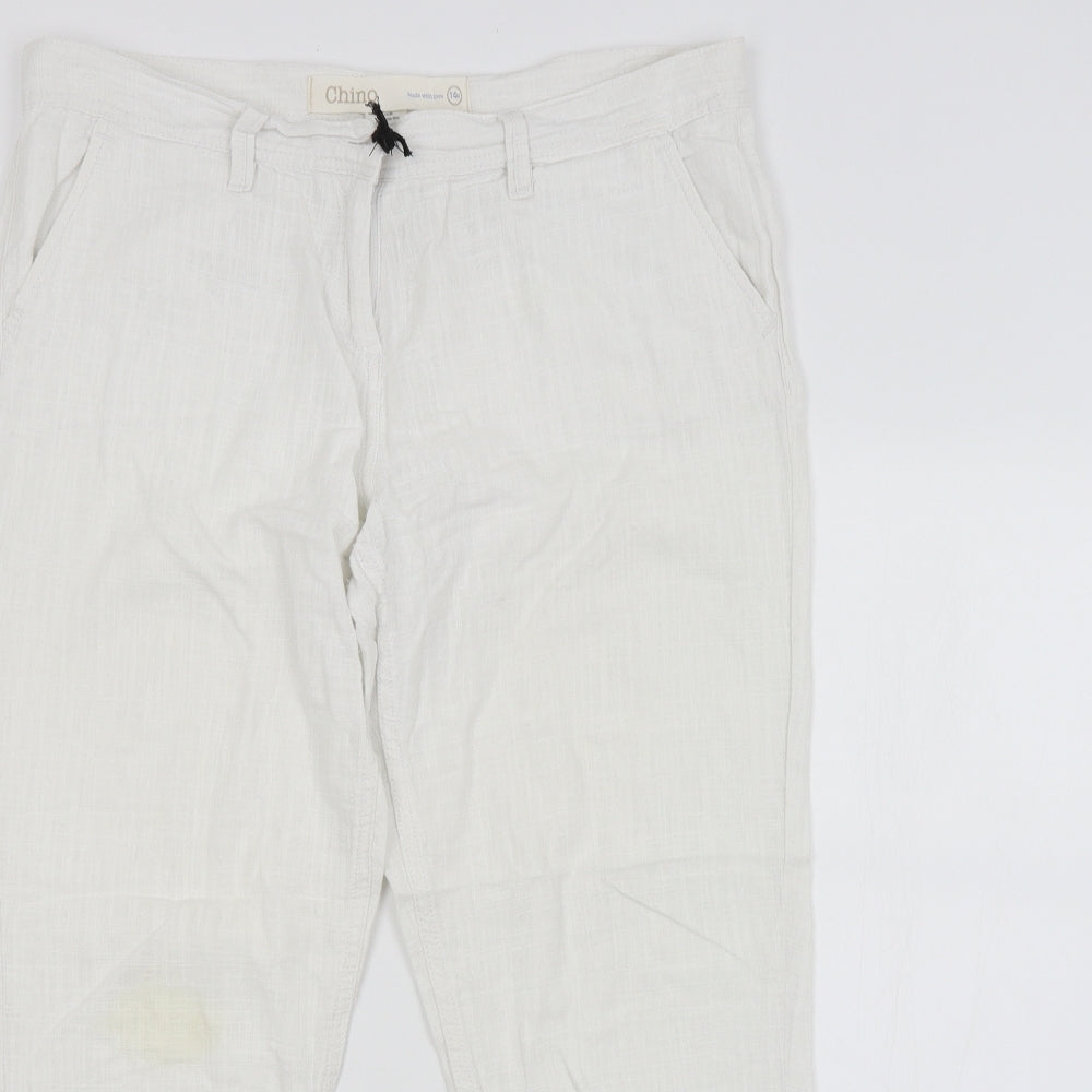 Womens UK Size 14 NEXT Regular Fit Chino White Trousers