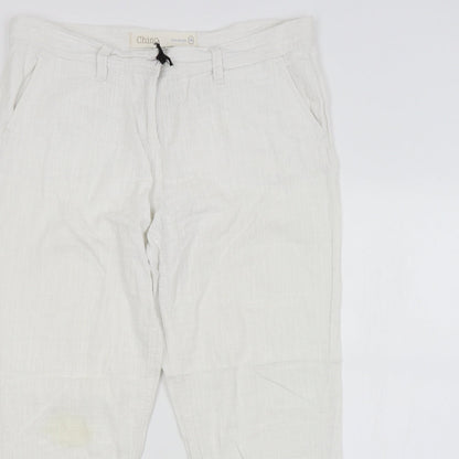 Womens UK Size 14 NEXT Regular Fit Chino White Trousers