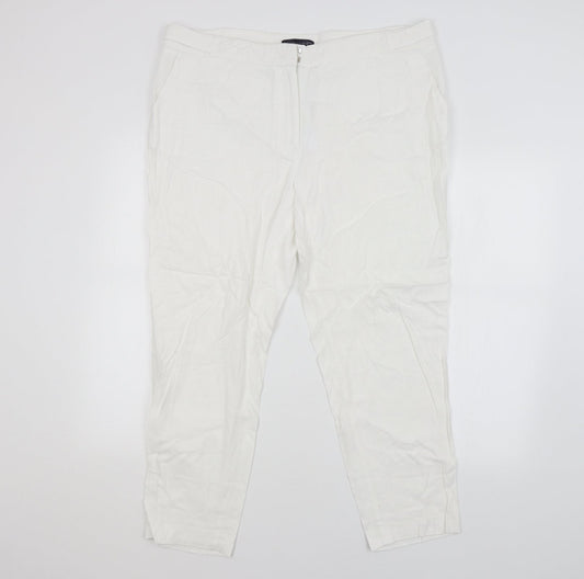 Womens UK Size 18 M&S Regular Fit  White Trousers