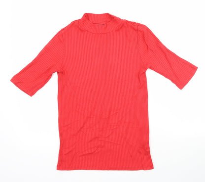 F&F Womens Red   Basic T-Shirt Size 6  - Ribbed