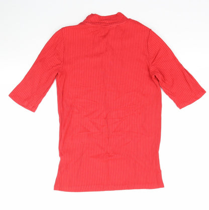 F&F Womens Red   Basic T-Shirt Size 6  - Ribbed