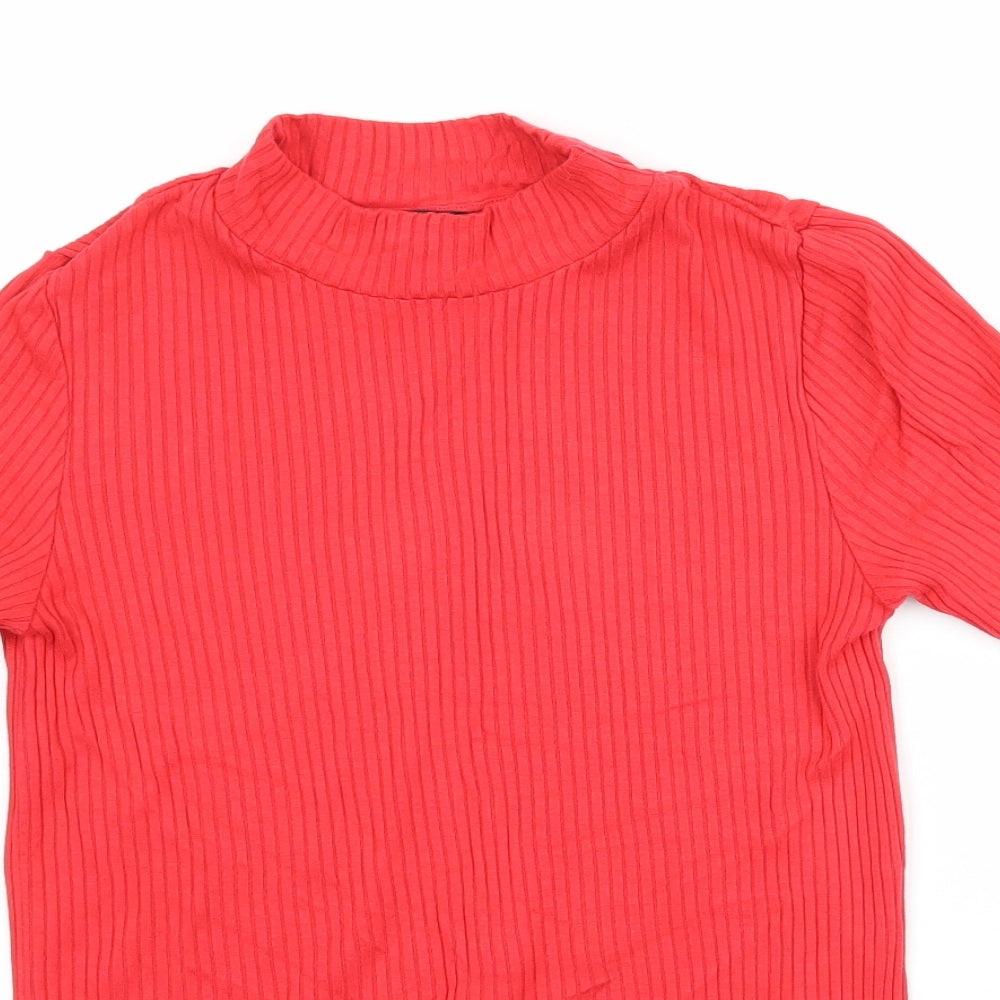F&F Womens Red   Basic T-Shirt Size 6  - Ribbed