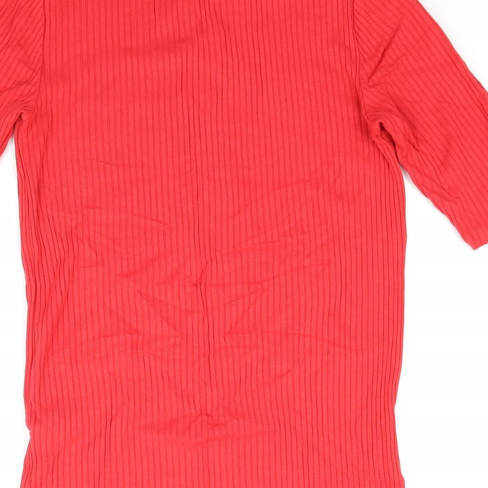 F&F Womens Red   Basic T-Shirt Size 6  - Ribbed