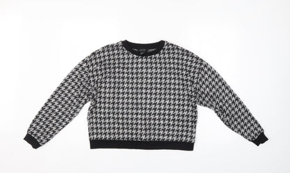 New Look Womens Grey Houndstooth  Pullover Jumper Size M