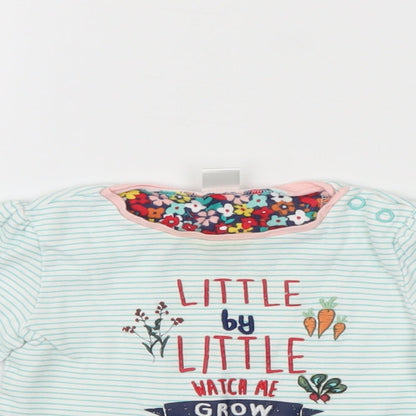 Mini Club Girls Green Striped  Henley Jumper Size 9-12 Months