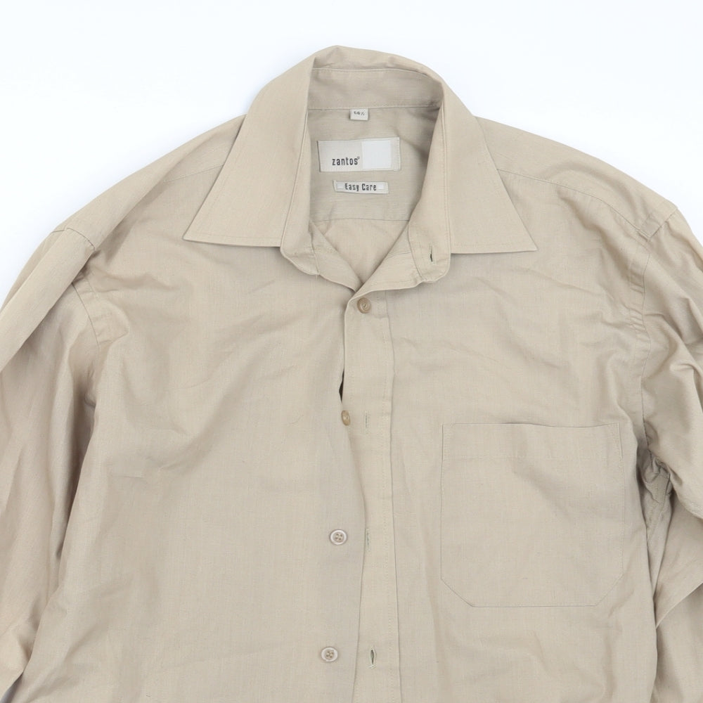 Zantos Mens Beige    Button-Up Size 14.5