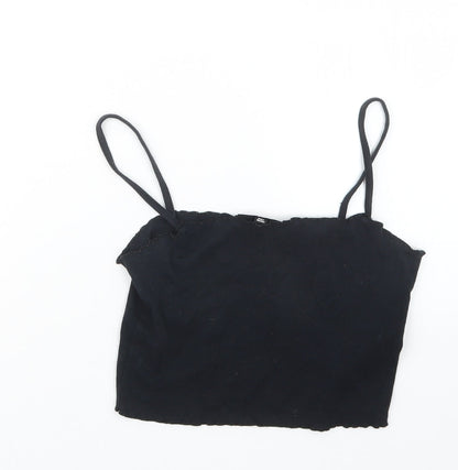 Womens UK Size 8 Topshop Black Cropped T-Shirt
