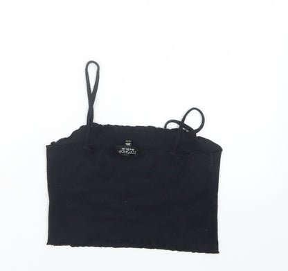 Womens UK Size 8 Topshop Black Cropped T-Shirt