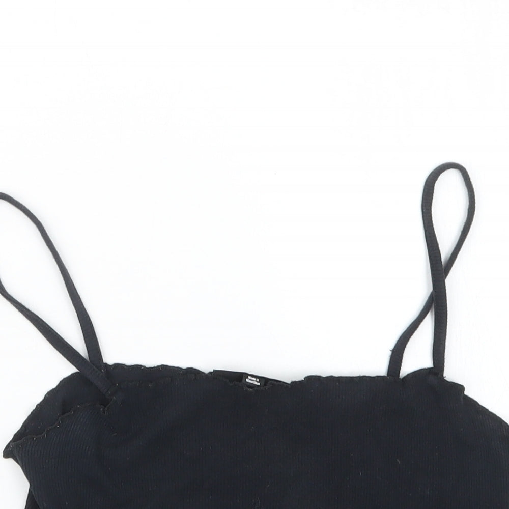 Womens UK Size 8 Topshop Black Cropped T-Shirt