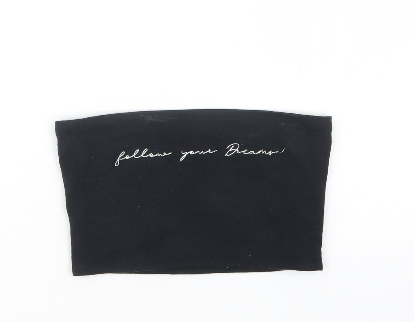 Womens UK Size 4 Topshop Black Cropped T-Shirt