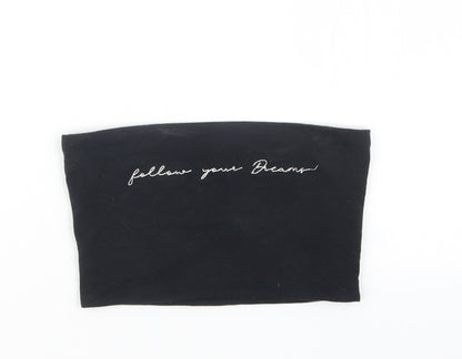Womens UK Size 4 Topshop Black Cropped T-Shirt