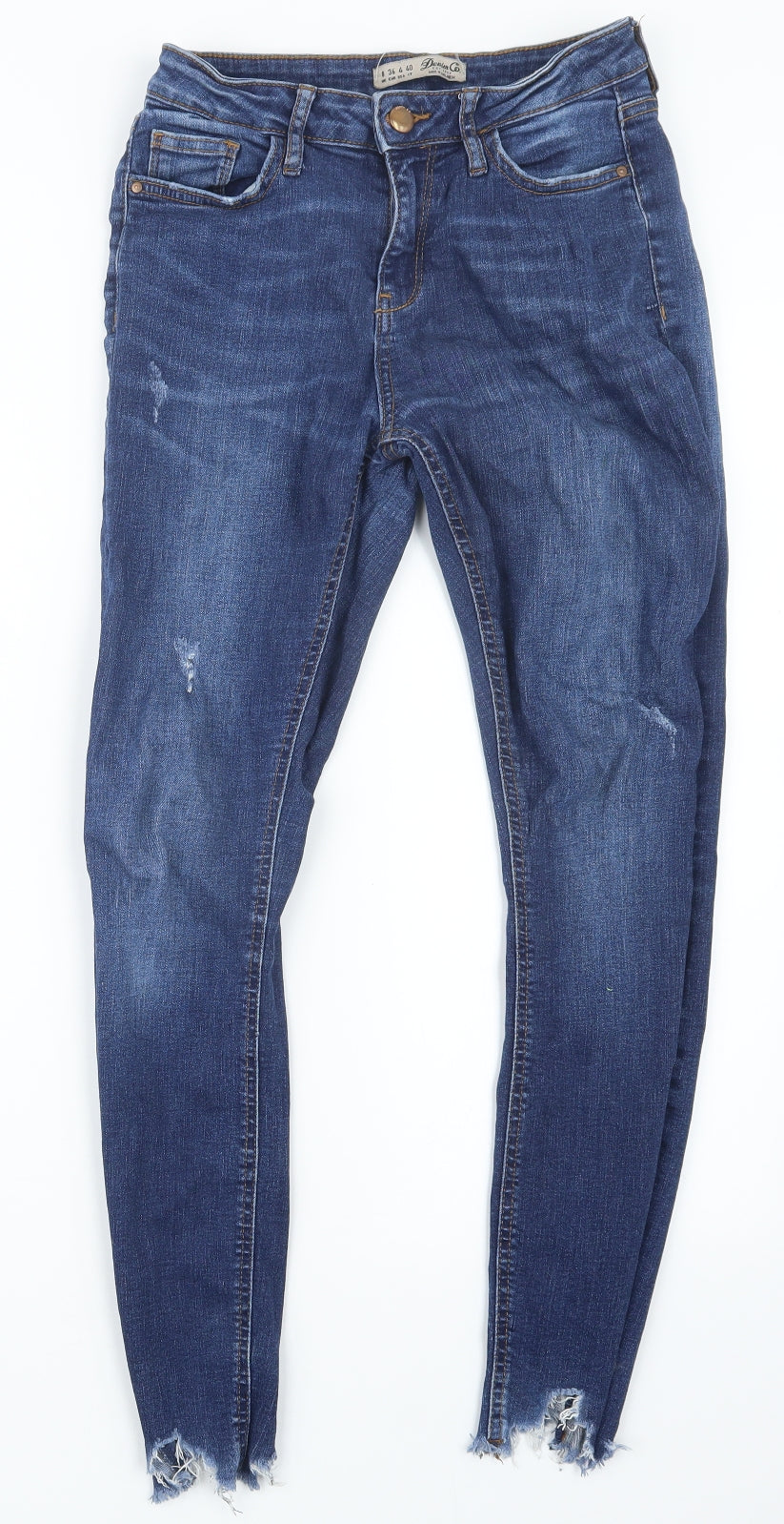 Denim Co. Womens Blue  Denim Straight Jeans Size 8 L26.5 in