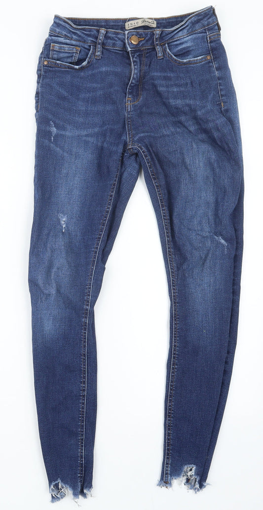 Denim Co. Womens Blue  Denim Straight Jeans Size 8 L26.5 in