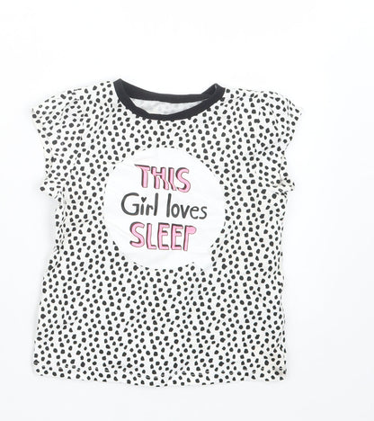 George Girls Black Animal Print  Top Pyjama Top Size 2-3 Years