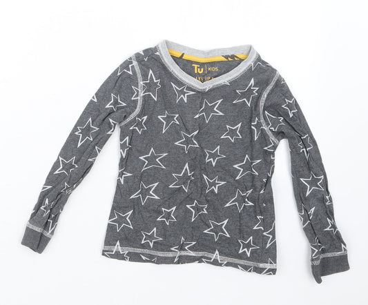 TU Girls Grey Geometric  Top Pyjama Top Size 3-4 Years