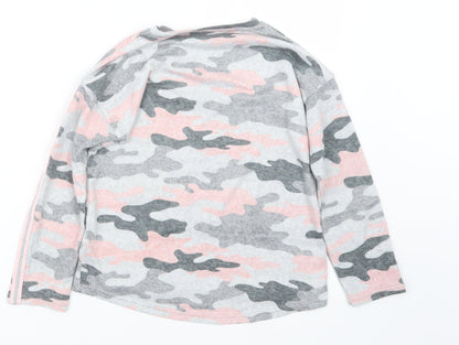 Matalan Girls Grey Camouflage  Pullover Jumper Size 9 Years