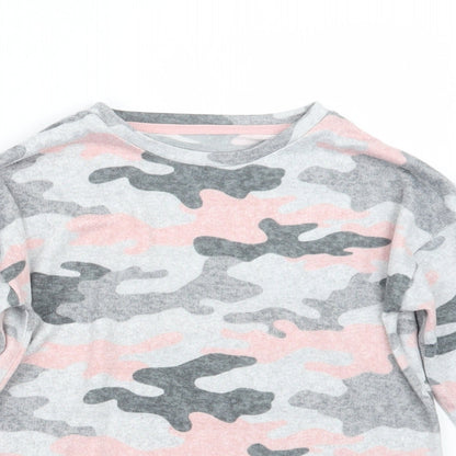 Matalan Girls Grey Camouflage  Pullover Jumper Size 9 Years