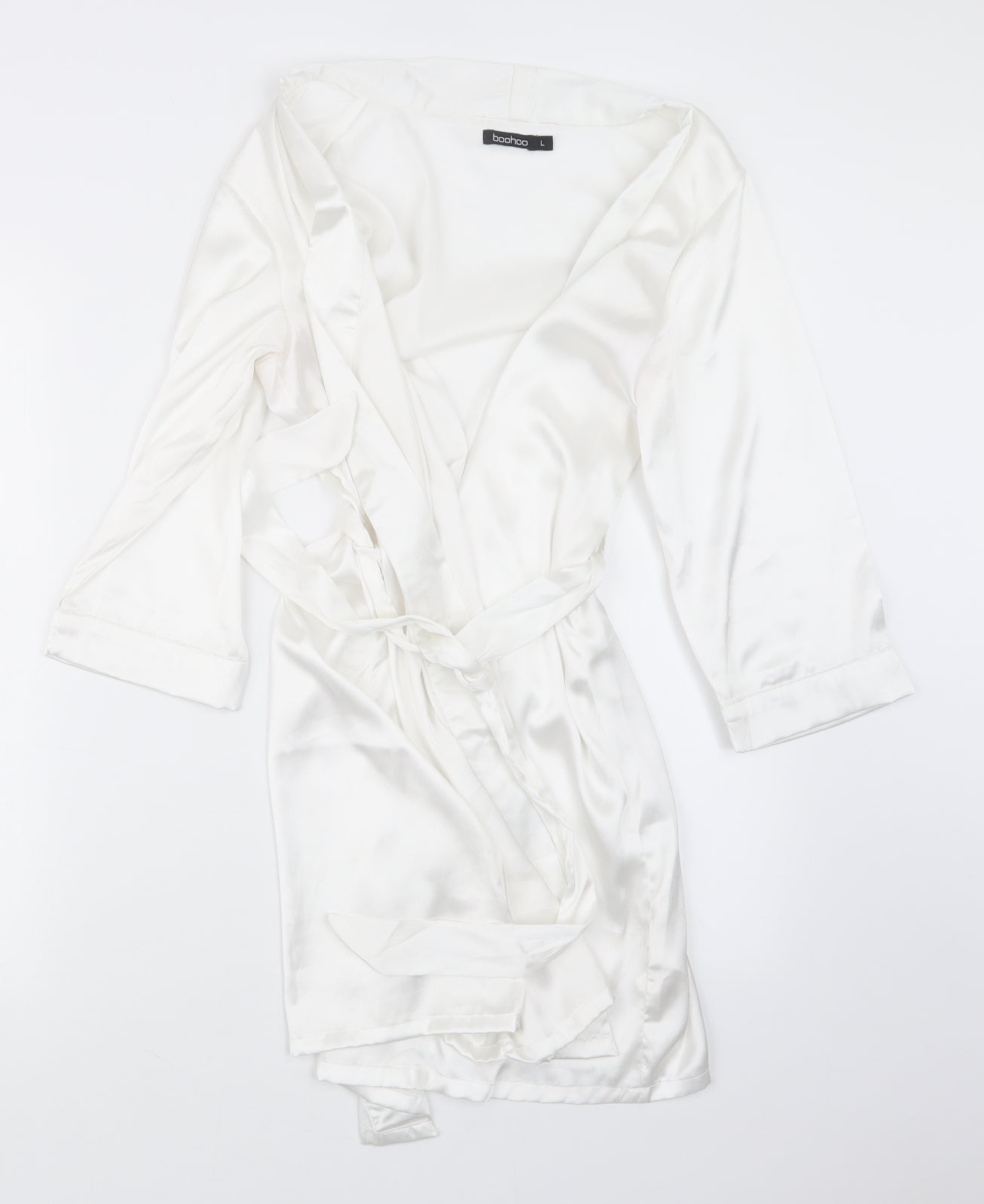 Boohoo Womens White  Satin Jacket  Size L
