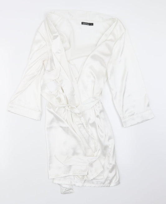 Boohoo Womens White  Satin Jacket  Size L