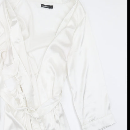 Boohoo Womens White  Satin Jacket  Size L