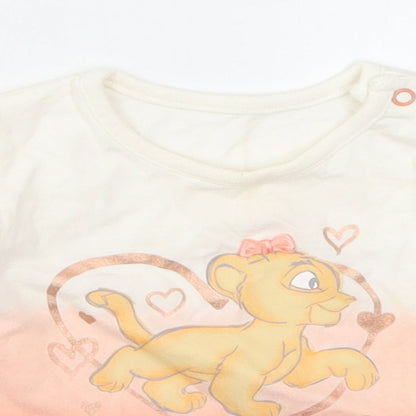 George Girls Pink   Basic T-Shirt Size 3-6 Months  - Nala Lion King