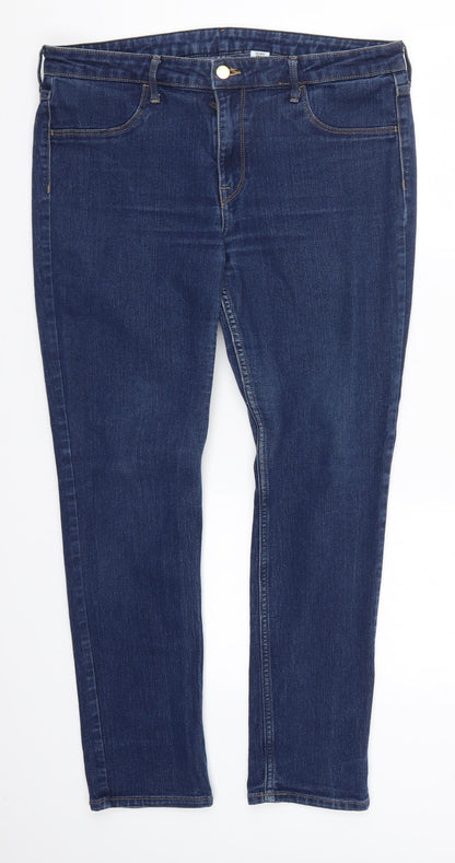 Womens UK Size 34 in H&M Regular Fit Skinny Blue Jeans