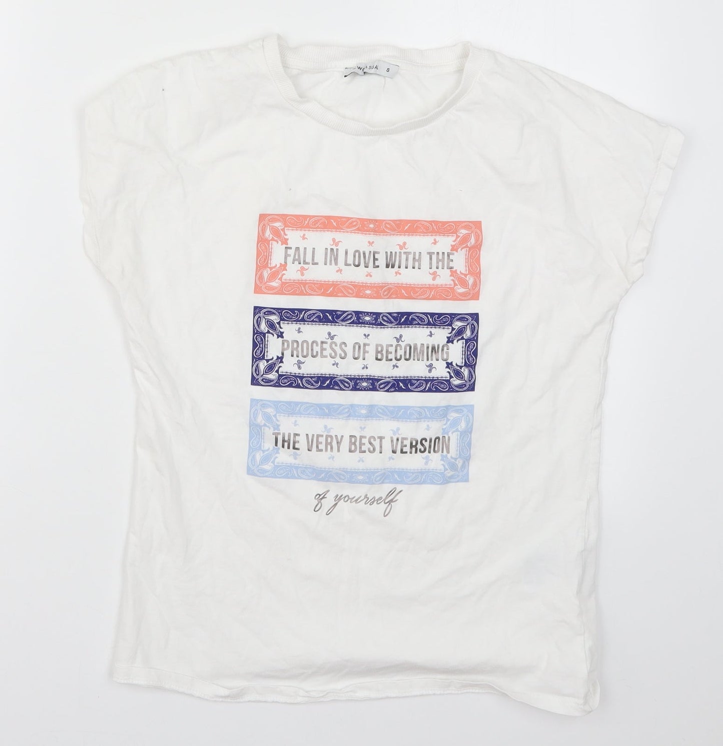 Womens UK Size S LC Waikiki White Basic T-Shirt