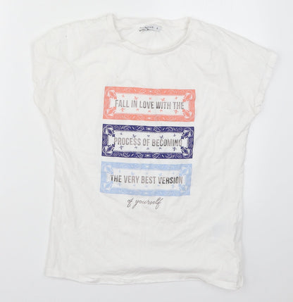 Womens UK Size S LC Waikiki White Basic T-Shirt