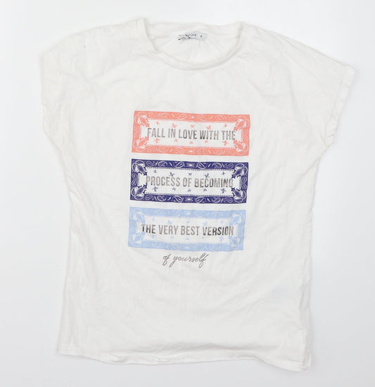 Womens UK Size S LC Waikiki White Basic T-Shirt