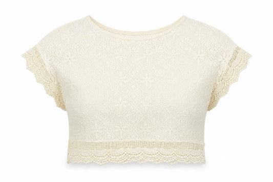 PIKO 1988 Womens Ivory  Lace Cropped T-Shirt Size L