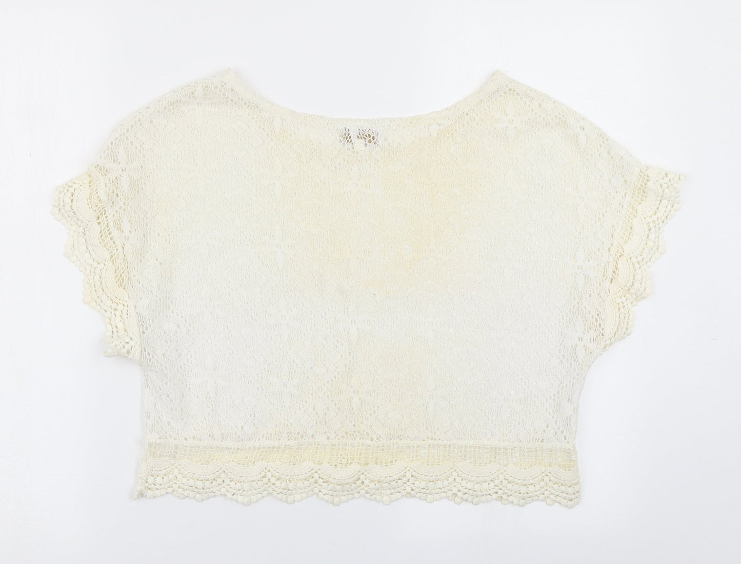 PIKO 1988 Womens Ivory  Lace Cropped T-Shirt Size L